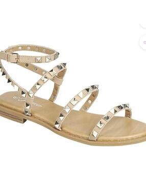 Studded Taupe Strappy Flat Sandals by Forever